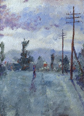 Ercole Salvatore Aprigliano (La Spezia, 1892 - 1975) PAESAGGIO, 1947 Olio su...