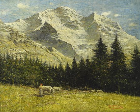 Piero Focardi (1889 - 1945) ALPI Olio su tela, cm. 38x46 Firma in basso a...