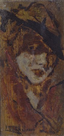 Luigi Michelacci (Meldola, 1879 - Firenze, 1959) VOLTO Olio su tavola, cm....