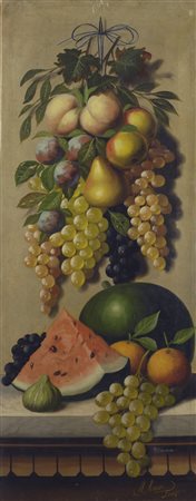 Michelangelo Meucci (Firenze, 1840 - 1909) NATURA MORTA CON FRUTTA Olio su...