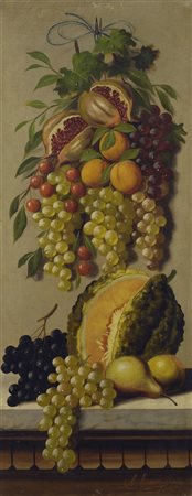 Michelangelo Meucci (Firenze, 1840 - 1909) NATURA MORTA CON ZUCCA Olio su...