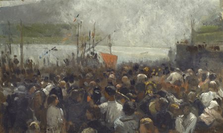 Eugenio Scorzelli (Buenos Aires, 1890 - Napoli, 1958) BASTIMENTI Olio su...