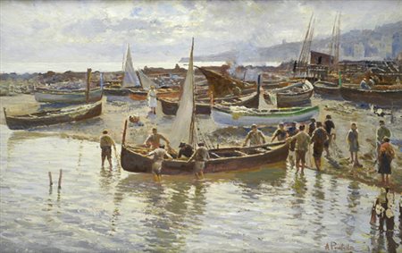 Attilio Pratella (Lugo di Romagna, 1856 - Napoli, 1949) PESCATORI SULLA...