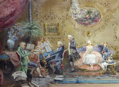 Giovanni Panza (Napoli, 1894 - 1989) SCENA SETTECENTESCA Olio su tela, cm....