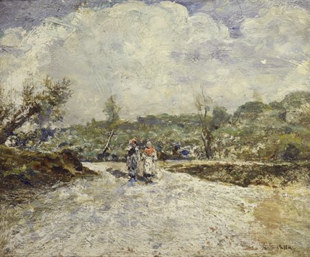 Attilio Pratella (Lugo di Romagna, 1856 - Napoli, 1949) FIGURE IN CAMPAGNA...