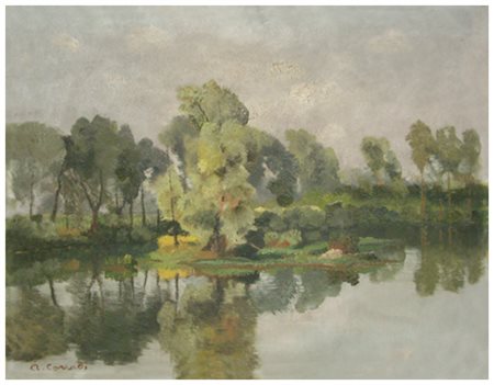 ALFONSO CORRADI Castelnovo di Sotto 1889 - Milano 1972 Lago Parck, Milano...