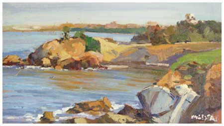 ROBERTO BALESTRI Pisa 1939 Senza titolo Olio su tavola 25 x 45. Firma in b. a d.