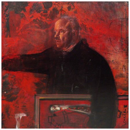 MARIO MADIAI Livorno 1944 Leone 2003 Olio su tavola 100 x 100. Firma in b. a...