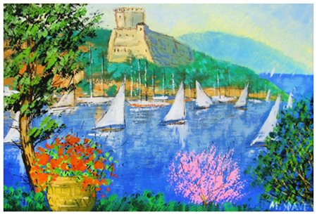 MARIO SOAVE Forte dei Marmi 1955 Lerici Olio su cartone tela 20 x 30. Firma...