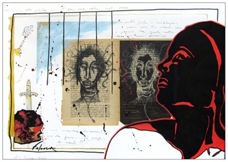 DANIELE FALANGA C’era una volta 2008 T.m. e collage su carta accoppiata a...