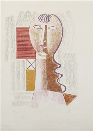 TOZZI MARIO Fossombrone 1895 - Parigi 1979 Volto di donna litografia es....