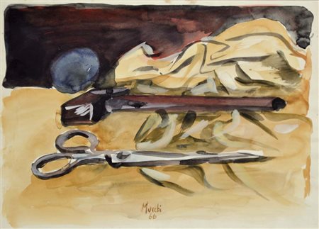 MUCCHI GABRIELE Torino 1899 - Milano 2002 Natura morta con forbice e martello...