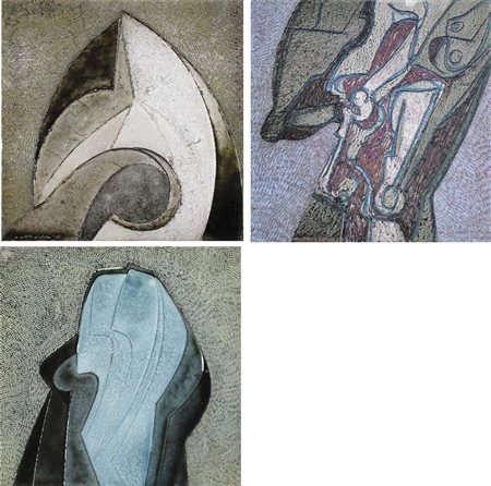 MOCENNI GUALTIERO Pola (Istria) 1935 senza titolo 1975 lotto di 3 tecniche...