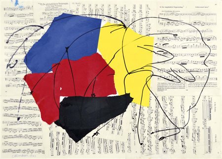 CARMASSI ARTURO Lucca 1925 Spartito 1983 tecnica mista e collage su carta...