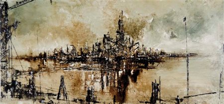 SLIS PIERLUIGI Wuppertal (Germania) 1974 Sentinelle tecnica mista su tela...