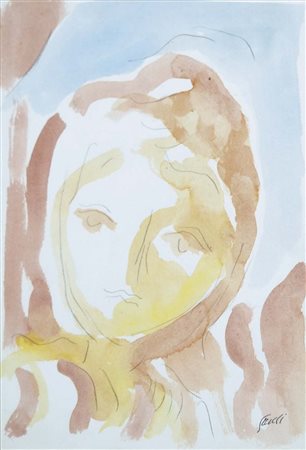 GUIDI VIRGILIO Roma 1892 - Venezia 1984 Volto tecnica mista su carta 41x28...