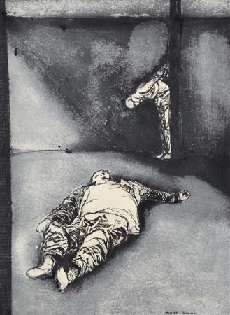 VESPIGNANI RENZO Roma 1924 - 2001 Corea 1951 tecnica mista e china su carta...