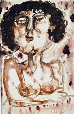 MIGNECO GIUSEPPE Messina 1908 - Milano 1997 Figura 1970 gouache su carta...