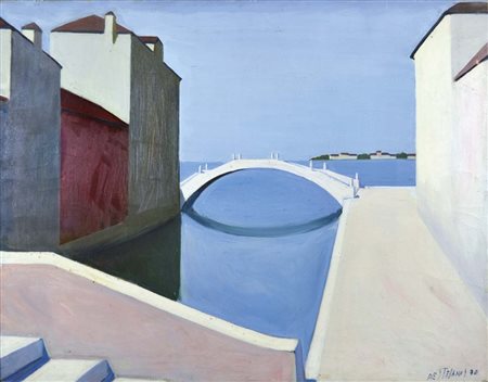 DE STEFANI GIROLAMO Vittorio Veneto 1909 - Venezia 1976 Paesaggio lagunare...