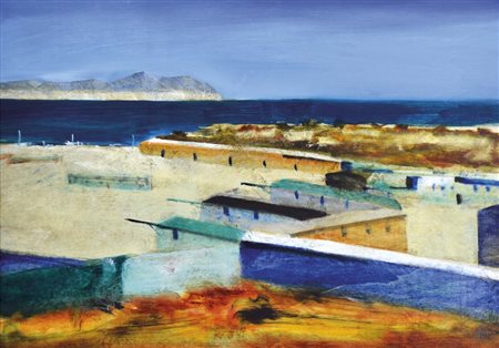 MAGAZZINI SALVATORE Pistoia 1955 Tirrenia olio su tavola 50x70 firma in basso...