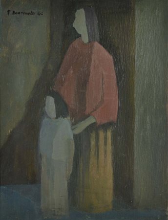 BORTOLUZZI FERRUCCIO Venezia 1920 - 2007 Figure 1944 olio su cartone 45x35...