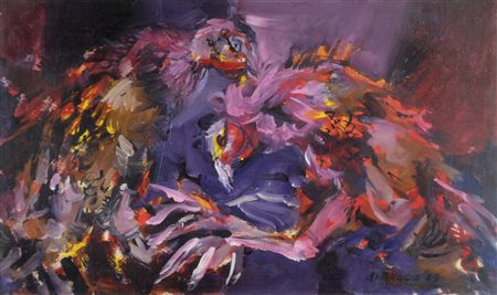 AMBROGIO GIANNI Treviso 1928 senza titolo 1969 olio tela 30x50 firma e data...