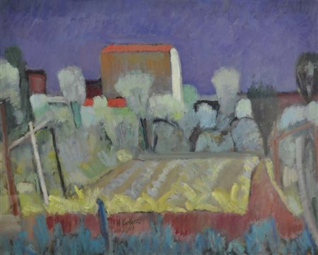 COLETTI NANDO Treviso 1907 - 1979 Orti 1961 olio su faesite 44,5x55 firma e...