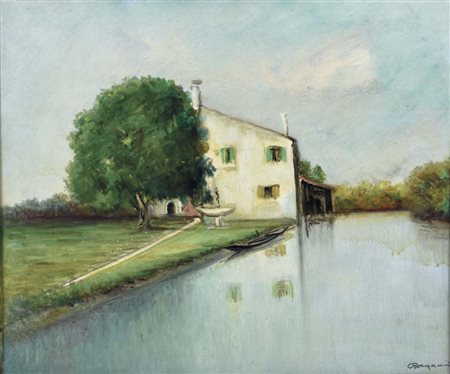 BERGAMINI ALDO Bottrighe 1903 - Venezia 1981 Torcello olio su tela 50x60...