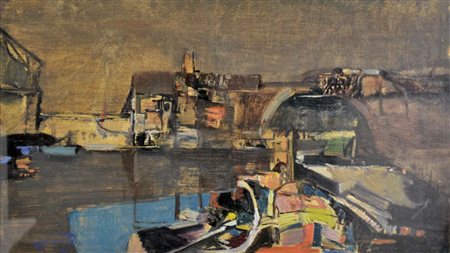 DINETTO LINO Este (Pd) 1927 Venezia olio su tavola 35x60 firma in basso a...