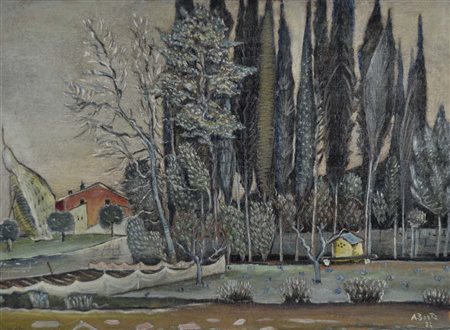 BERTI ANTONIO S.P. a Sieve 1904 - S. Fiorentino 1990 Paesaggio 1932 olio su...