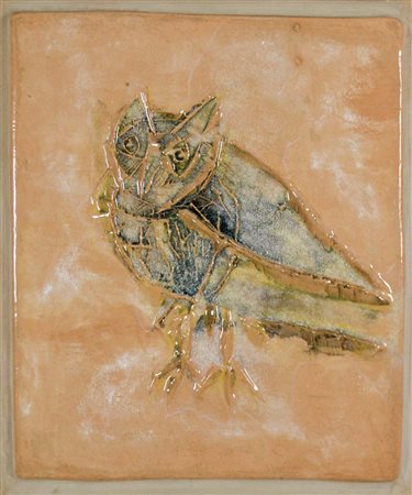 CELIBERTI GIORGIO Udine 1929 Civetta 2003 ceramica smaltata 60x50 firma data...