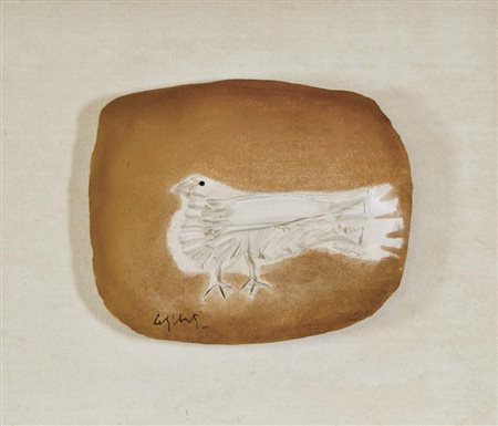 CELIBERTI GIORGIO Udine 1929 Colomba 1986 terracotta dipinta 46x54 firma in...