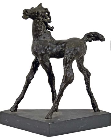 MURER AUGUSTO Falcade 1922 - Padova 1985 Cavallo scultura in bronzo h. 23...