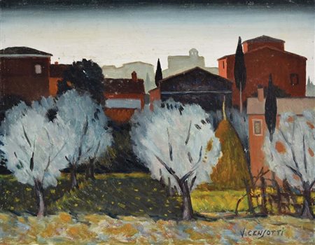 CENSOTTI VINCENZO Foiano della Chiana 1913 - Treviso 2005 Paesaggio...