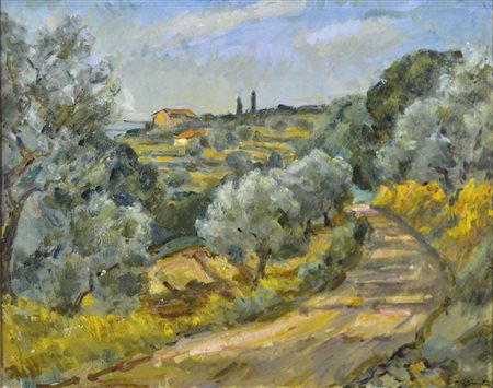 DISERTORI MARIO Trento 1895 - Padova 1980 Paesaggio collinare olio su tela...