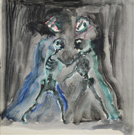 GUIDI VIRGILIO Roma 1892 - Venezia 1984 Incontro acquerello su carta 47x47...