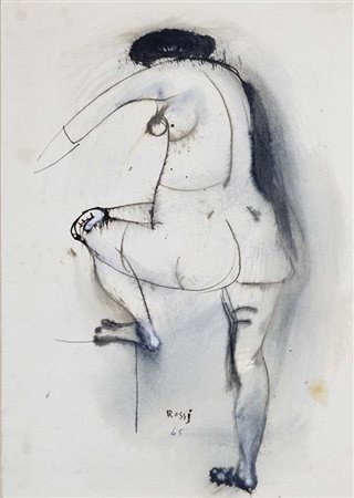 ROSSI ILARIO Bologna 1911 - 1994 Figura 1945 tecnica mista su carta 44x31...