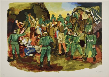 GUTTUSO RENATO Bagheria 1912 - Roma 1987 Gott mit uns litografia es. 45/100...