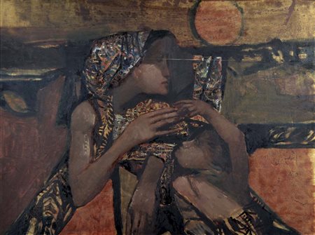 DINETTO LINO Este (Pd) 1927 Studio per maternità olio su tavola 60x80 firma e...