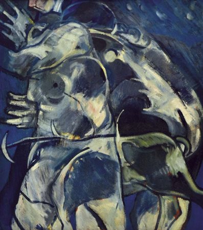 QUARESIMIN GIANFRANCO Burano (Ve) 1945 La cacciata 1977 olio su tela 95x85...