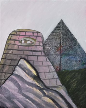 ZOTTI CARMELO Trieste 1933 - Treviso 2007 Piramide e sfinge 1975 olio su tela...