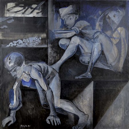 BASAGLIA VITTORIO Venezia 1936 Progetto per un suicidio 1985 olio su tela...