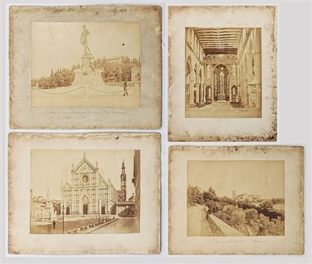 SCORCI FIORENTINI 1880 CIRCA - FLORENCE VIEWS quattro albumine montate...