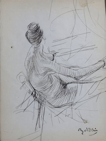 BOLDINI GIOVANNI (Ferrara 1842 - Parigi 1931) "Figura" China su carta cm. H:...