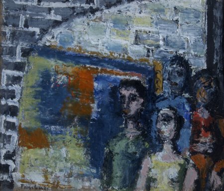 TAMBURI ORFEO (Jesi 1910 - Parigi 1994) "Figure" Olio su tela cm. H: 18.00 L:...