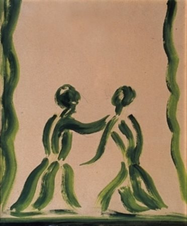 GUIDI VIRGILIO (Roma 1891 - Venezia 1984) "Incontro" Tempera su carta...