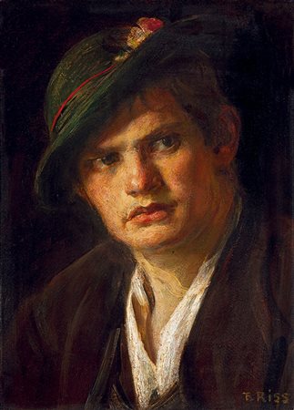 THOMAS RISS GIOVANE CONTADINO Olio su cartone, 46 x 33 cm