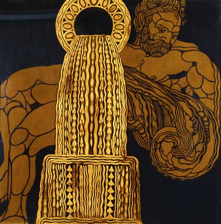 GUIDO MARUSSIG Trieste, 1885 – Gorizia, 1972 ACQUARIO, 1920 CA. Olio e oro in...