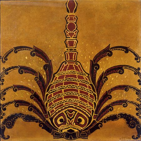 GUIDO MARUSSIG Trieste, 1885 – Gorizia, 1972 SCORPIONE, 1920 CA. Olio e oro...