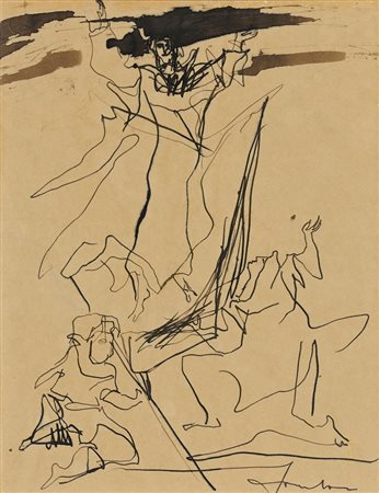 LUCIO FONTANA Rosario 1899 – Varese 1968 MATERNITÀ, 1947 China su carta, 29 x...